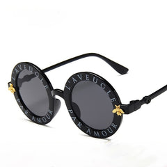 Round Frame Letter Print Sunglasses for Party
