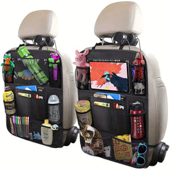 Car Organizer Kick Mats Screen Tablet Holder Storage Pockets