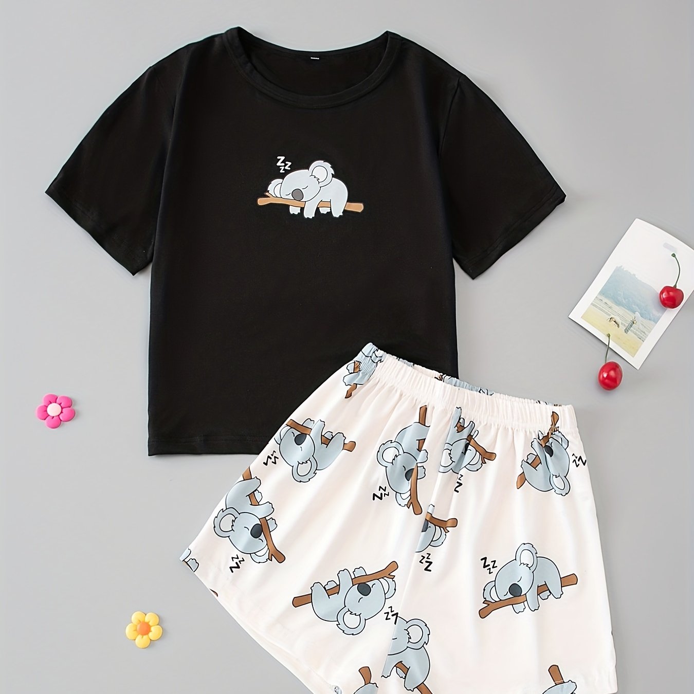 Cartoon Animal Pajama Short Set Women's Sleepwear