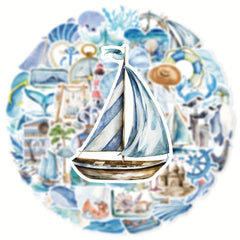Marine & Sailing Vinyl Stickers Set 50 Pcs for Laptops, Bikes, Water Bottles