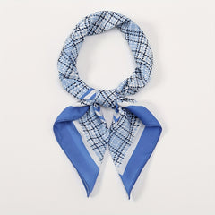 Plaid Print Bandana Satin Square Scarf Neckerchief Windproof Head Wrap
