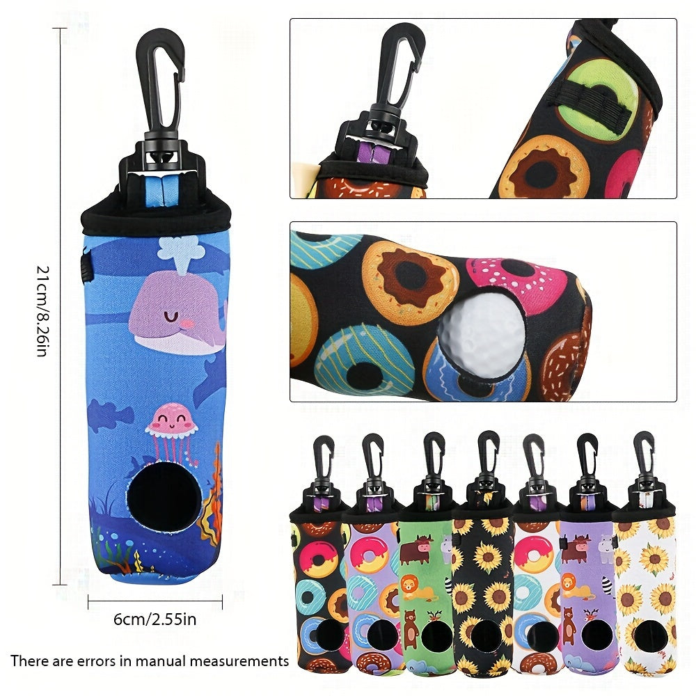 Golf Waist Bag Small Ball Bag Portable Digital Print Pattern Holds 3 Balls