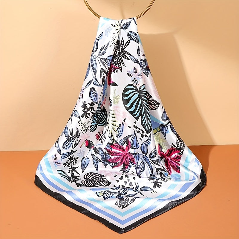 Vintage Flower Print Bandana Square Scarf Head Wrap for Women