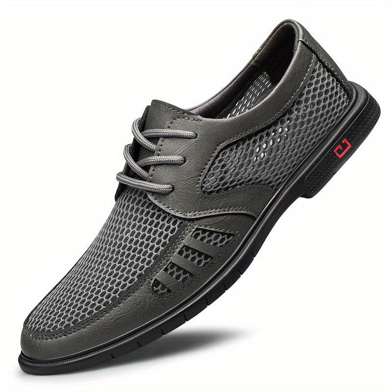 Men's Derby Shoes With Ventilation Holes Lace Up Front