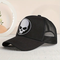 Men's Summer Mesh Baseball Cap with Skull Embroidery