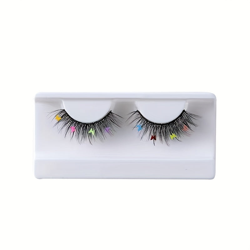 Butterfly Glitter False Eyelashes Rainbow Nightclub Masquerade Exaggerated Soft