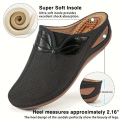 Solid Mesh Breathable Sports Sandals Heighten Faux Leather Slippers
