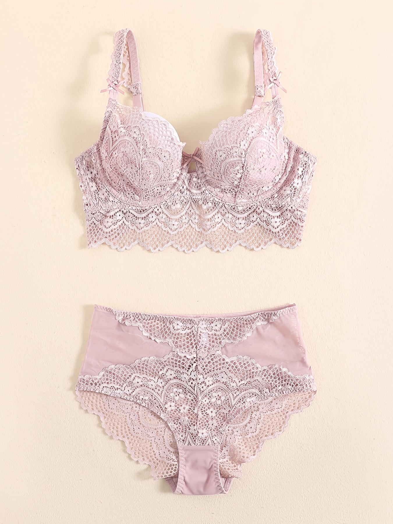 Floral Lace Lingerie Set Thin Cup Intimates Bra & Panties