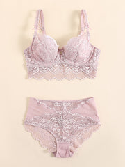 Floral Lace Lingerie Set Thin Cup Intimates Bra & Panties
