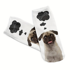 5 Pairs 3D Dog Print Low Cut Socks Women's Stockings