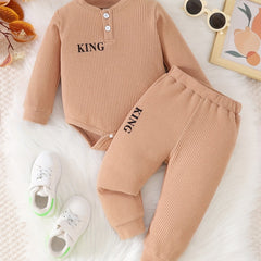 Baby Boys KING Long Sleeve Romper Top Pants Set