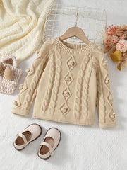 Cute Girls Sweater with Stylish Fur Ball Shape