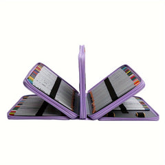 200 Slots Colored Pencil Organizer PU Leather Pencil Case Holder