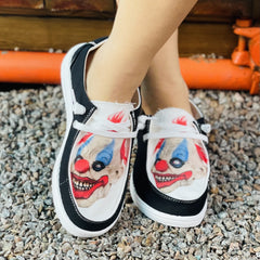 Women's Colorful Clown Canvas Shoes Casual Lace Up Low Top Shoes