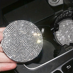 2pcs Car Non-slip Coaster with Artificial Diamond Design