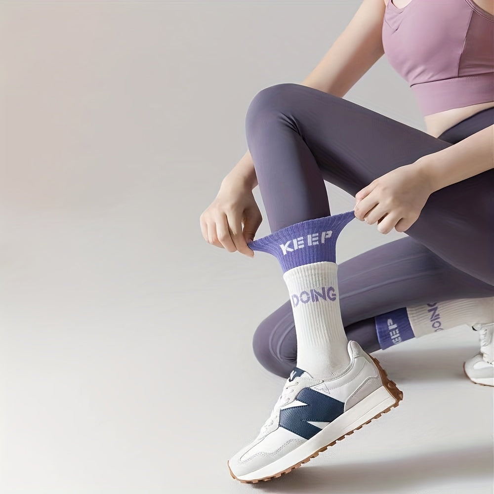 6 Pairs Letter Print Non-Slip Sports Socks for Women