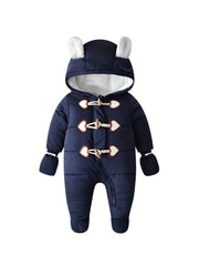 Winter Warmth Baby Jumpsuit with Horns - Unisex