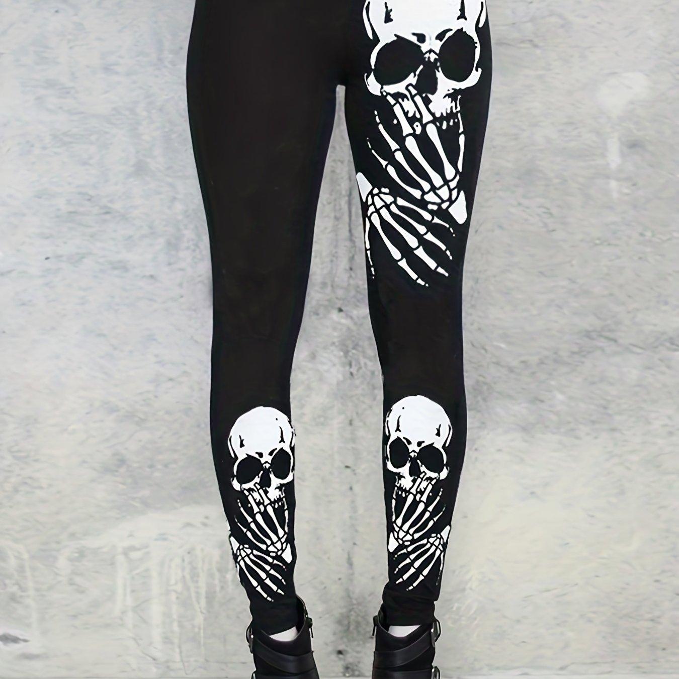 Women's Plus Size Skull Print Halloween Leggings