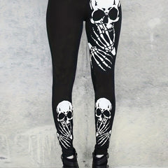 Women's Plus Size Skull Print Halloween Leggings