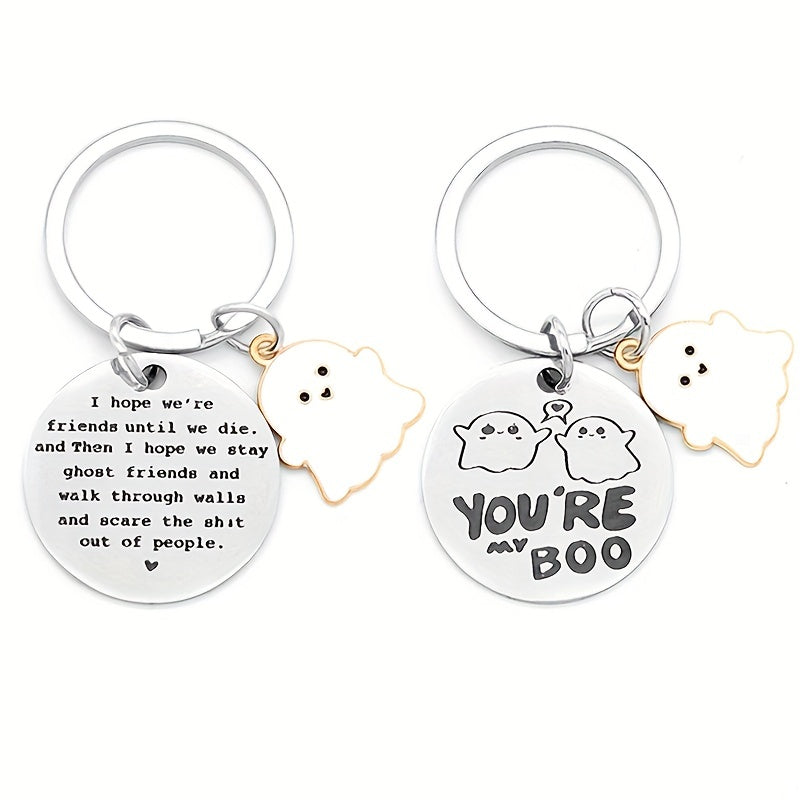 Halloween Ghost Stainless Steel Keychain - Friends Forever Gift