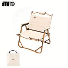 Folding Beach Chair Wooden Handle for Picnics Fishing BBQs
