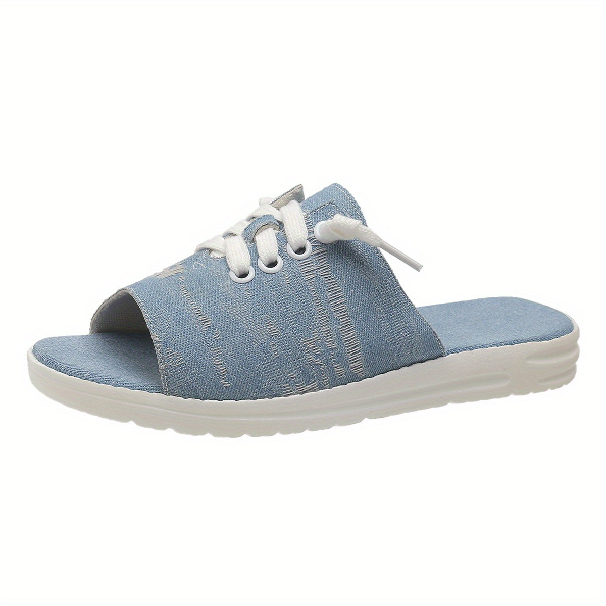 Women's Open Toe Lace Up Flat Slides Thick Sole Non Slip Flatform Shoes