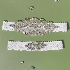 Faux Pearl & Rhinestone Garter Set Bridal Lingerie Sexy Sequin Belt Toss Gift