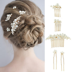 5pcs Faux Pearl Hair Comb U-shaped Hairpin Wedding Bridal Hair Accessories