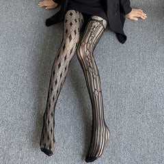 Geometric Pattern Fishnet Tights High Waist Pantyhose
