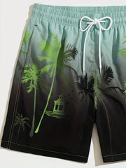 Palm Trees Gradient Print Quick dry Men's Swim Trunks