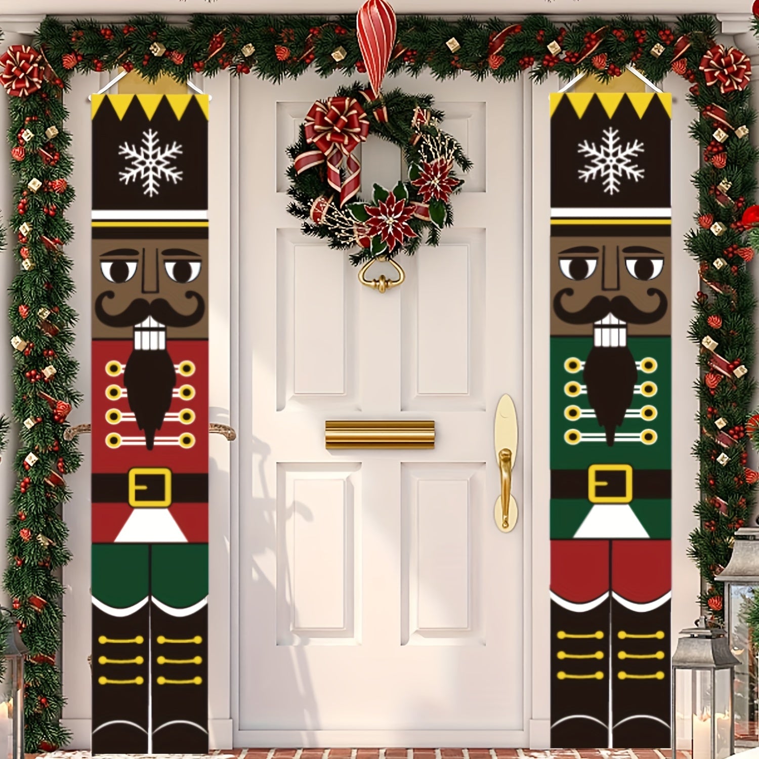Life Size Nutcracker Outdoor Xmas Decor Soldier Model Banners