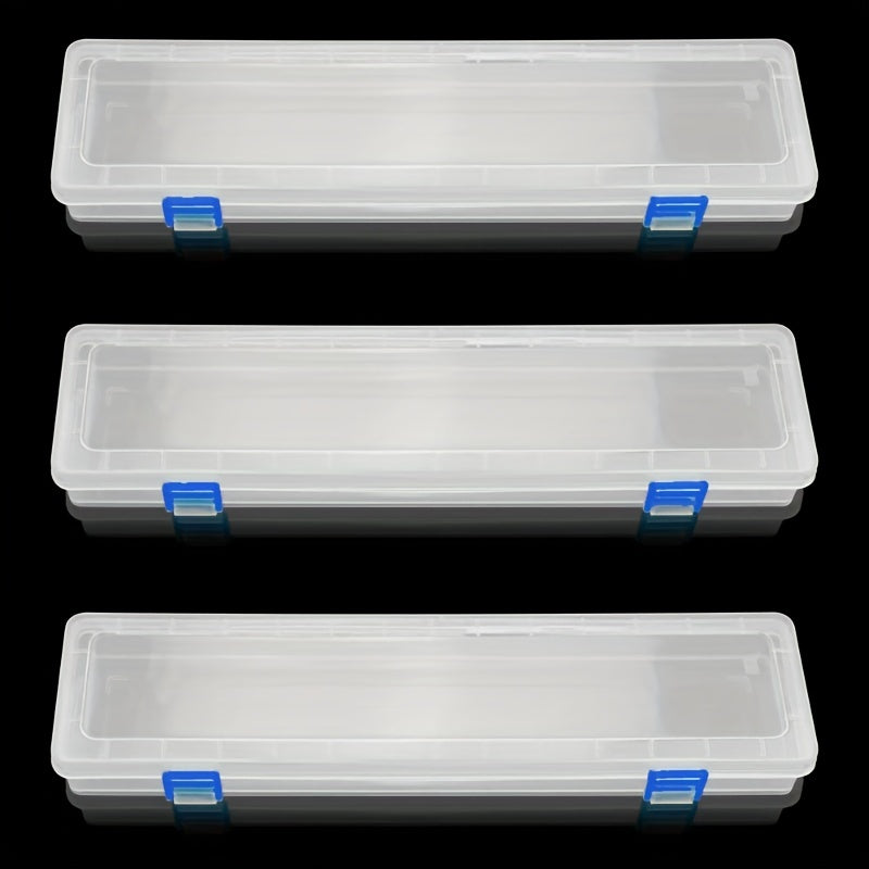 3pcs Translucent Plastic Storage Box for Long Paint Brushes Watercolor Pens