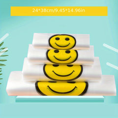 50pcs Reusable Fruit Packing Vest Bags with Happy Faces for Supermarket Shopping