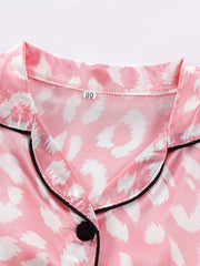 Girls 2pcs Loungewear Leopard Print Pajamas Set