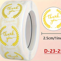 500 Thank You Stickers - Classic Font Designs - Golden Labels