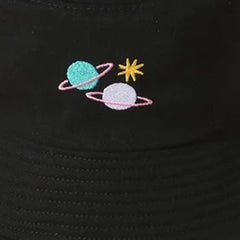 Planet Embroidered Bucket Hat Cartoon Hat For Women Christmas Gift For Her