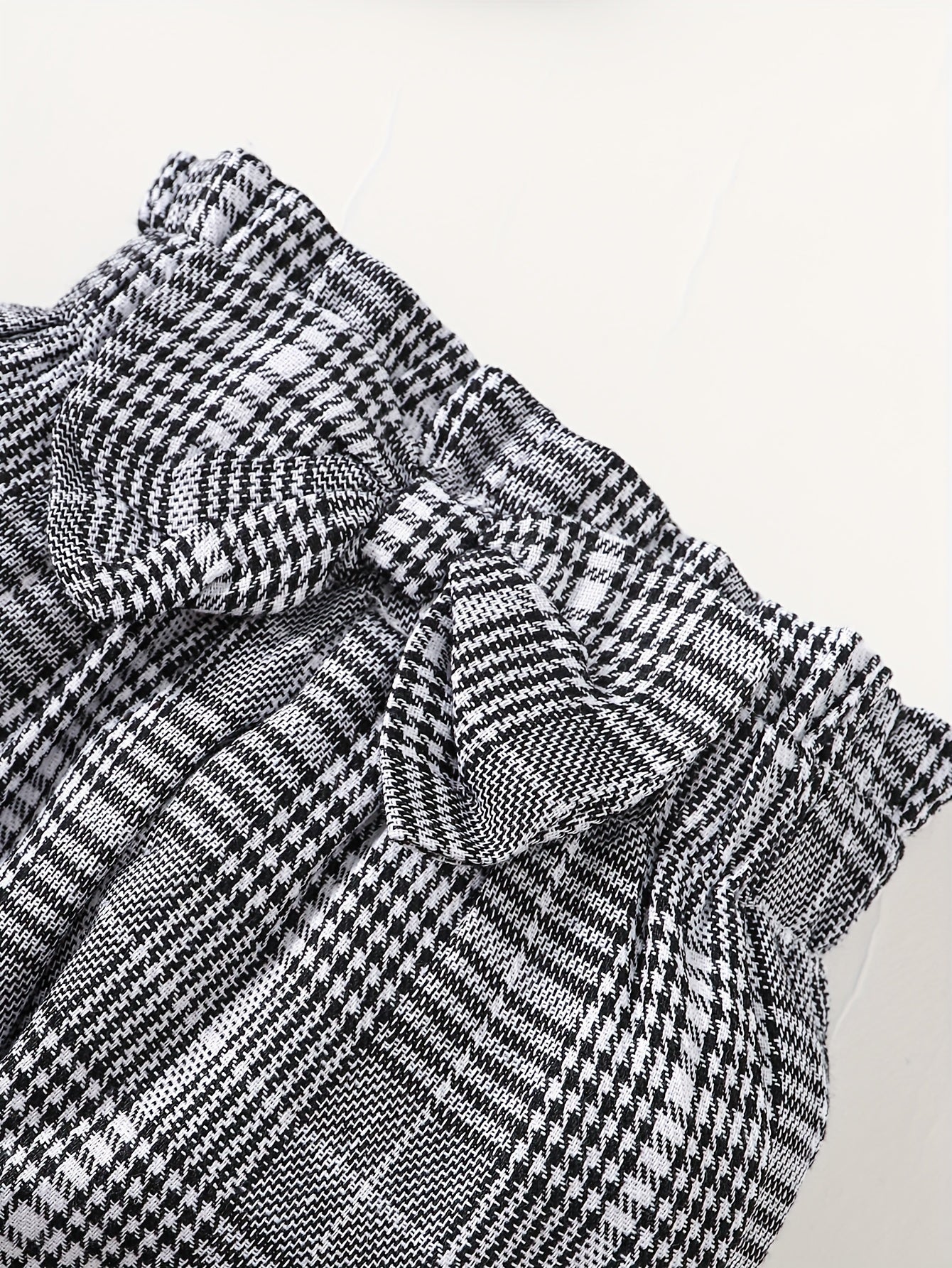 Baby Girls Long Sleeve Romper Top Plaid Trousers Set