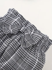 Baby Girls Long Sleeve Romper Top Plaid Trousers Set