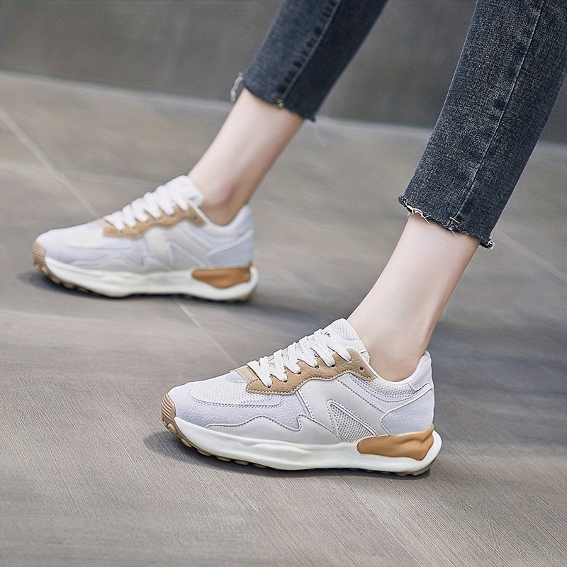 Women's Colorblock Sports Shoes Lace Up Running Sneakers