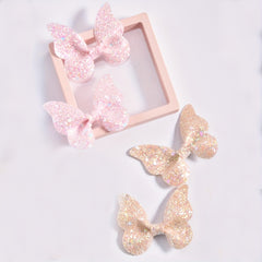 4pcs Girls Butterfly Hair Clip Set Glitter Sequin Side Clip Headwear Gift