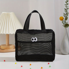Cartoon Mesh Handbag Portable Travel Toiletry Bag