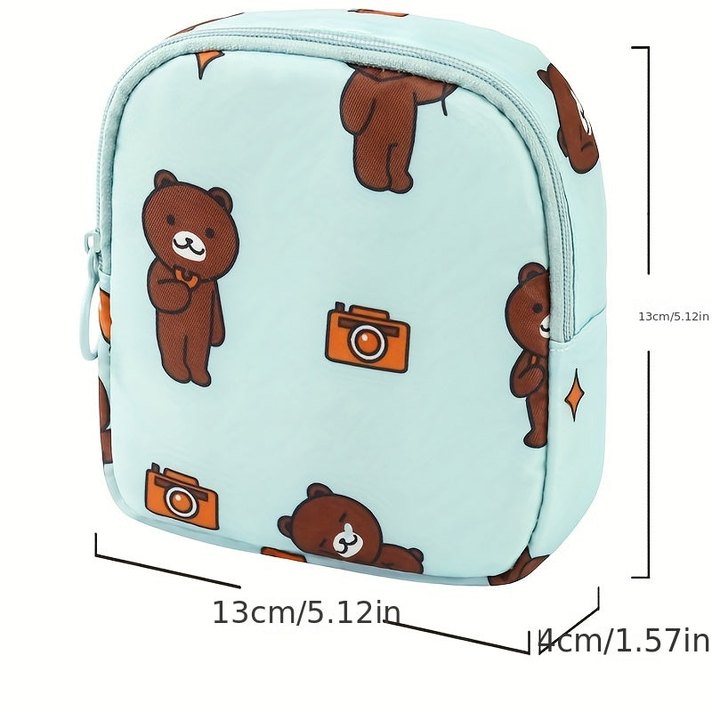 Cartoon Pattern Storage Bag Sanitary Napkin Zipper Pouch