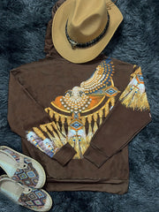 Tribal Print Kangaroo Pocket Hoodie Long Sleeve Hoodie