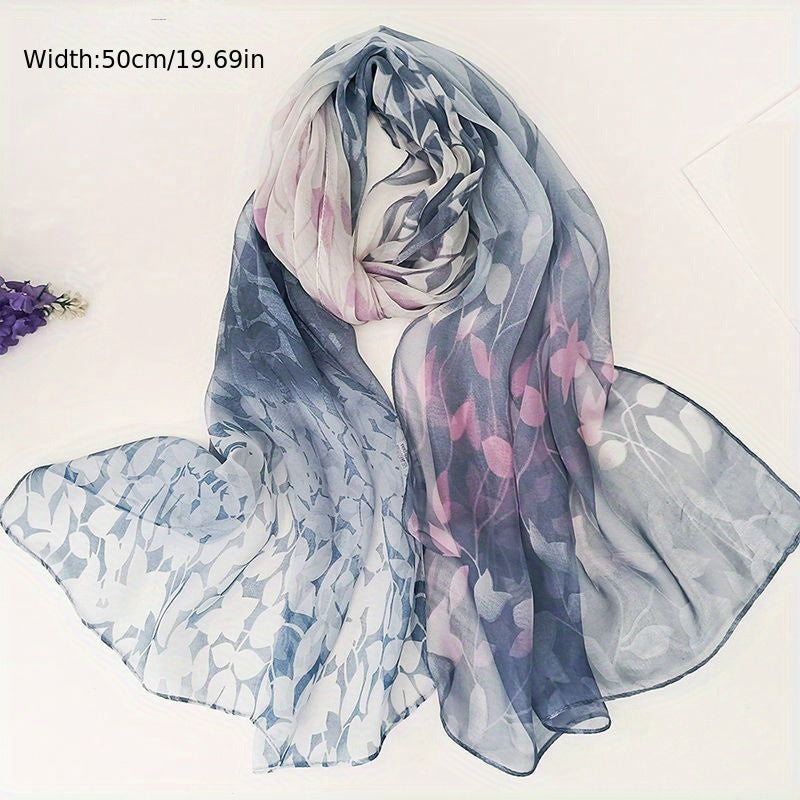 Floral Print Thin Scarf Sunscreen Shawl Silk Head Wraps