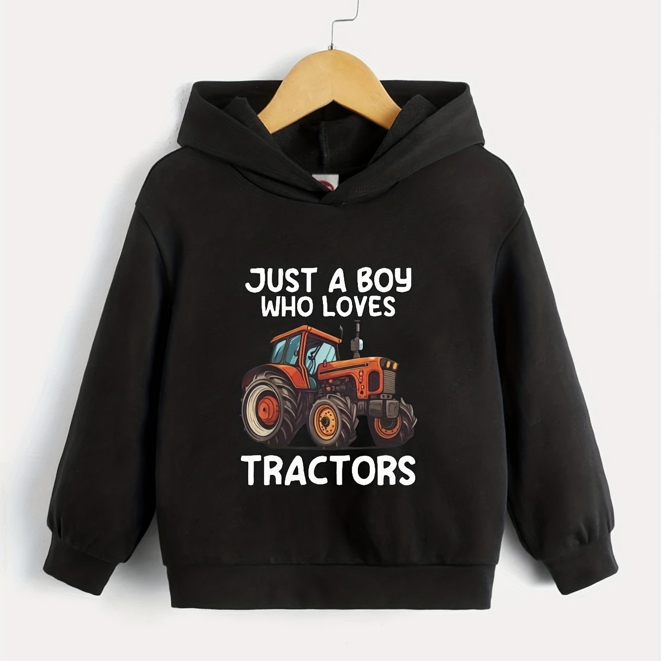 TRACTOR LOVER Print Boys Hooded Sweatshirt