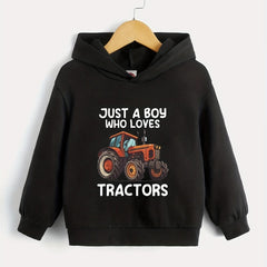 TRACTOR LOVER Print Boys Hooded Sweatshirt