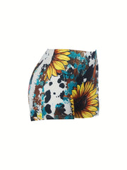 Cow Skull Print Skinny Shorts for Women