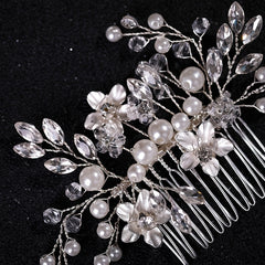 Rhinestone Faux Pearl Flower Hair Comb Pin Bridal Wedding Party Decor