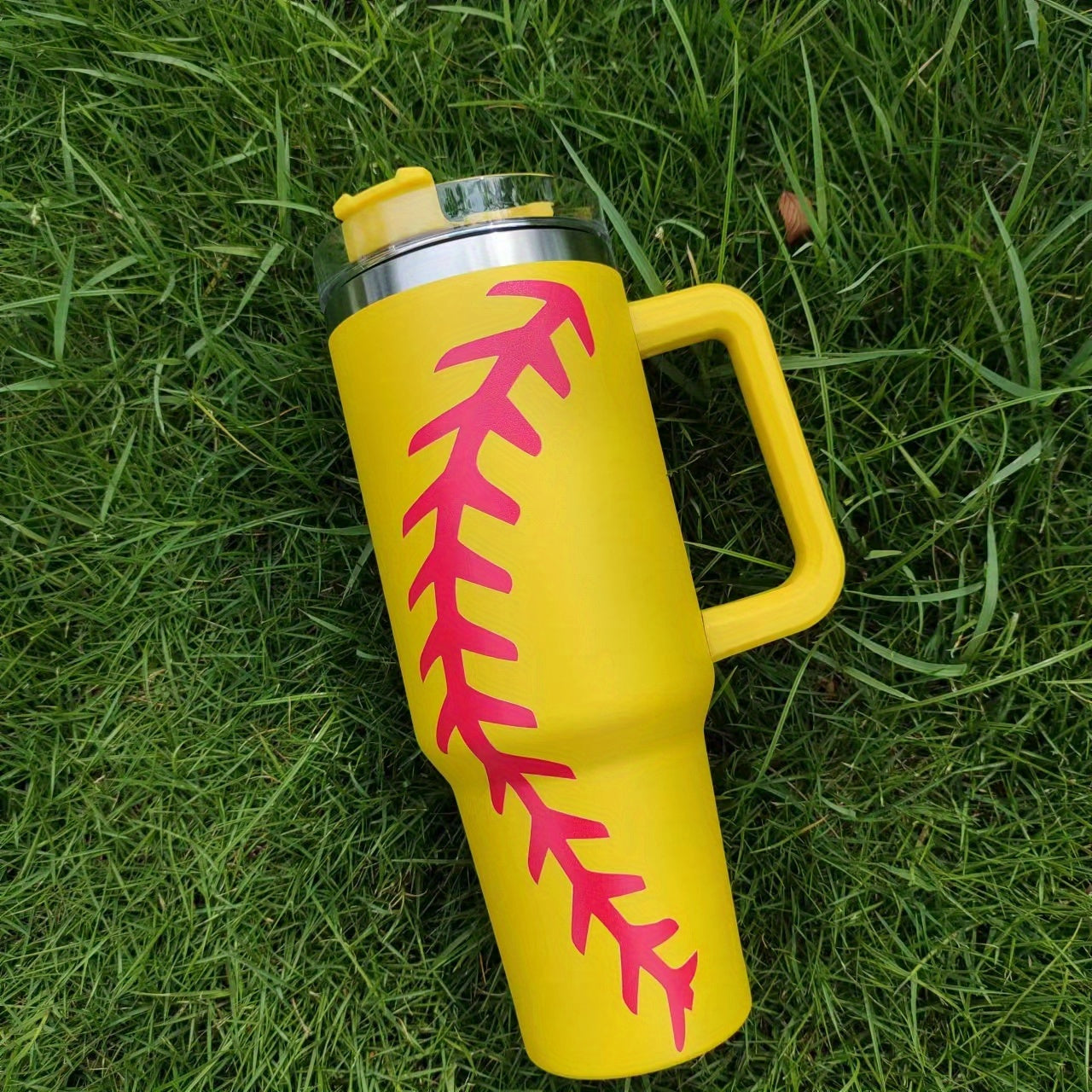 40oz Stainless Steel Sports Tumbler, Football Baseball Basketball Design