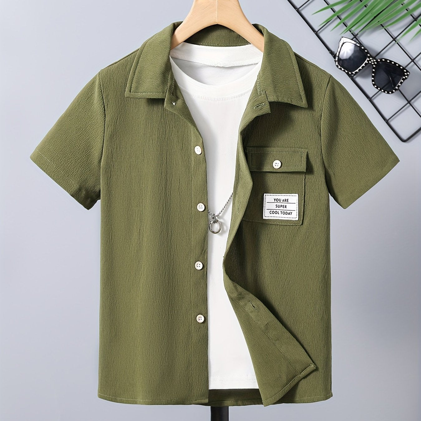 Boys Letter Graphic Print Casual Shirt